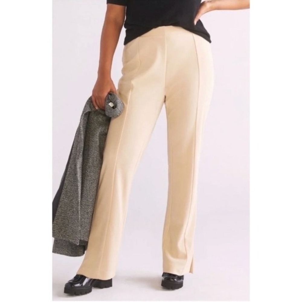 NWT Anthropologie X En Saison Seamed Slim Slit-Hem Pants 3X Ivory Contemporary